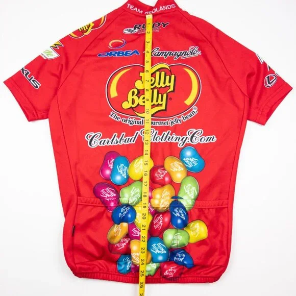 Jelly Belly Cycling Jersey Men's XL Red Full Zip Candy Pro Team Etxeondo - Picture 10 of 13